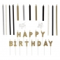 Preview: Kerzen Set - Happy Birthday / Schwarz Gold Silber